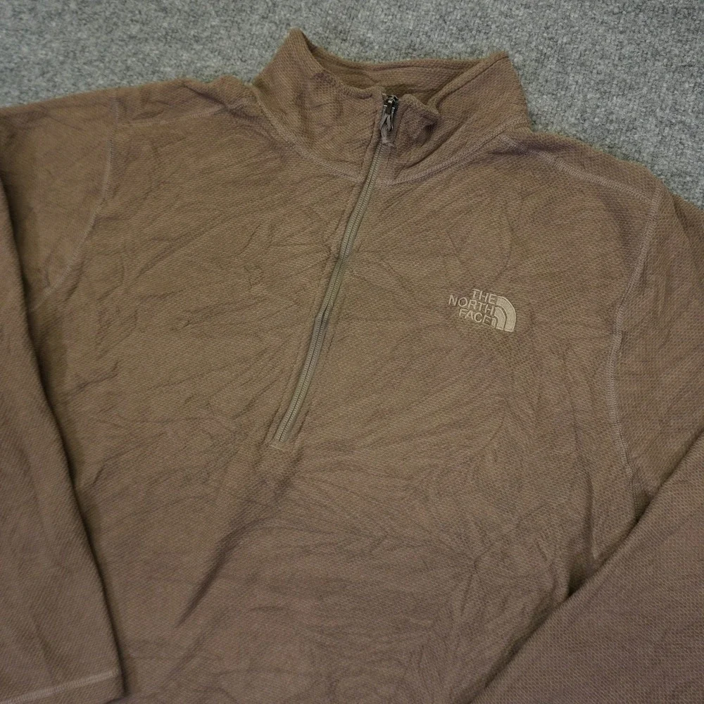 The North Face Quarter Zip Pullover Mens XL Brown Grid Fleece Hiking Sweater